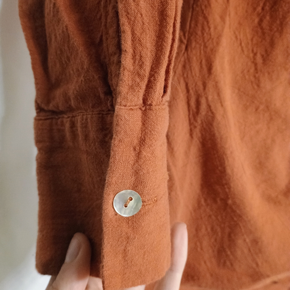 Chic Rust Wrap Blouse - Picture 4 of 7